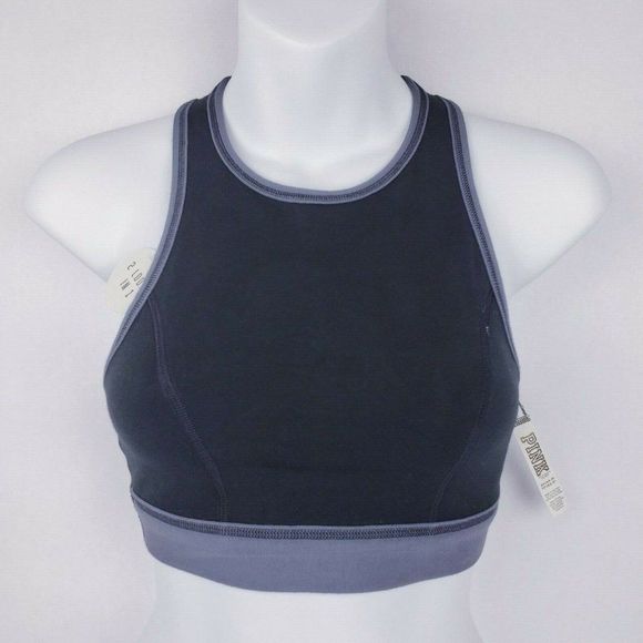 Victoria's Secret PINK Grey Black Reversible Unlined Sports Bra Size XS NWT - Picture 5 of 11